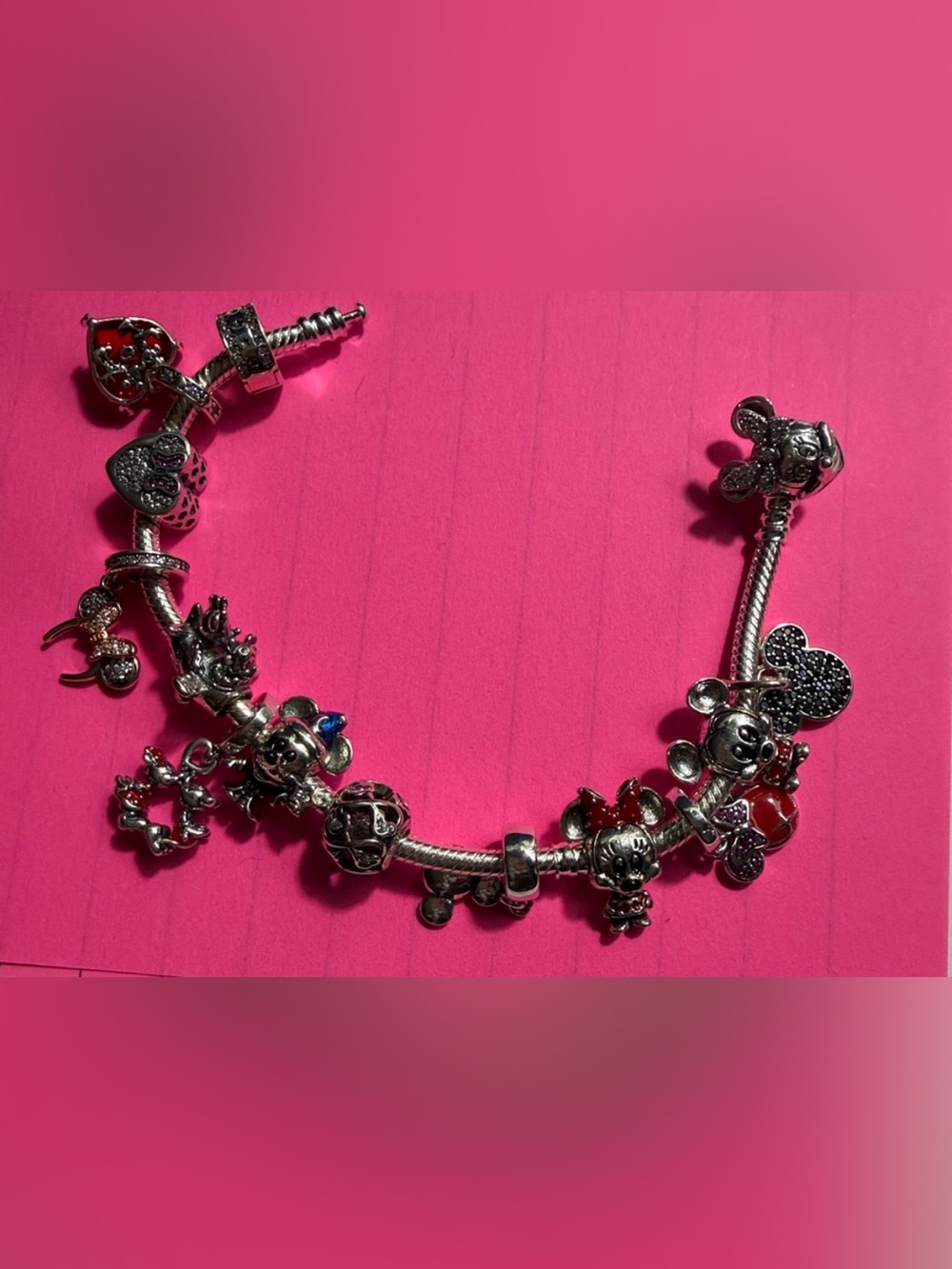 Pandora, Minnie, mouse bracelet pre styled with 13 charms - Picture 3 of 6